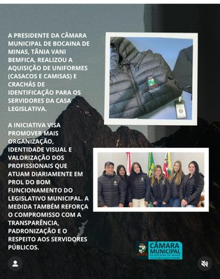 Aquisição de uniformes para Câmara Municipal de Bocaina de Minas!